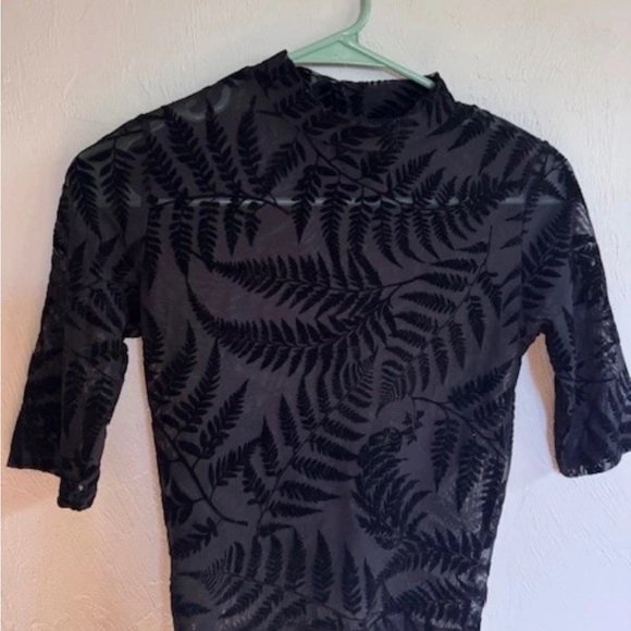 Disturbia Black Sheer Fern Blouse - Picture 2 of 6